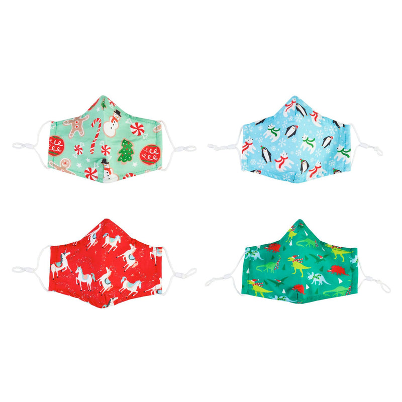 Children's Non-Medical Cotton Face Mask, 4 Holiday Designs, 9 of each, 36 pcs total,7cdu108