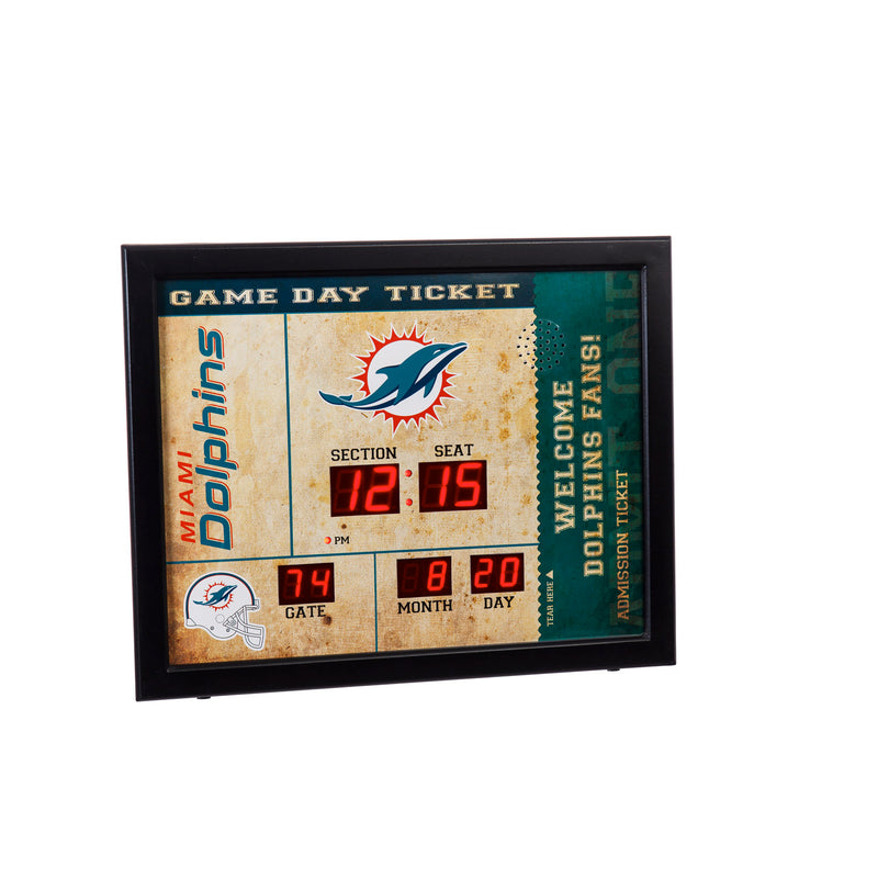 Bluetooth Scoreboard Wall Clock, Miami Dolphins,7cl3816