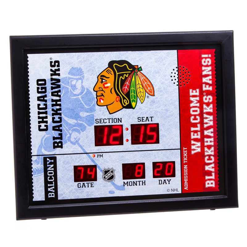 Bluetooth Scoreboard Wall Clock, Chicago Blackhawks,7cl4355