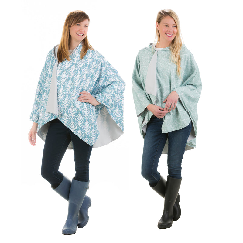 Botanical Reversible Rain Cape, 2 Asst, Green, Blue,7cwc462