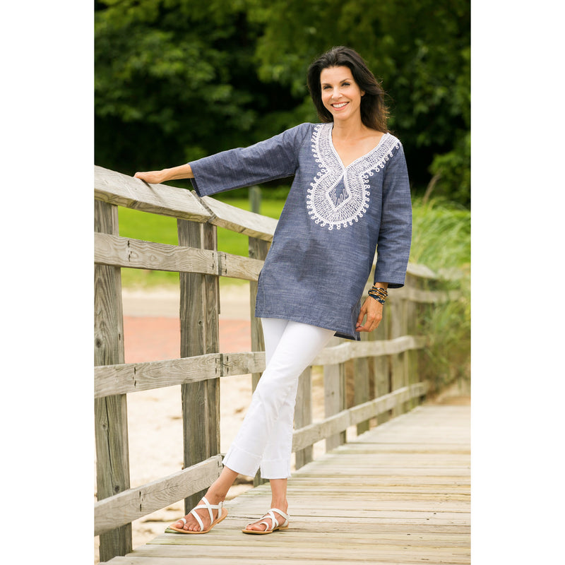 Scarlett Denim Tunic Top, Blue,7tp372