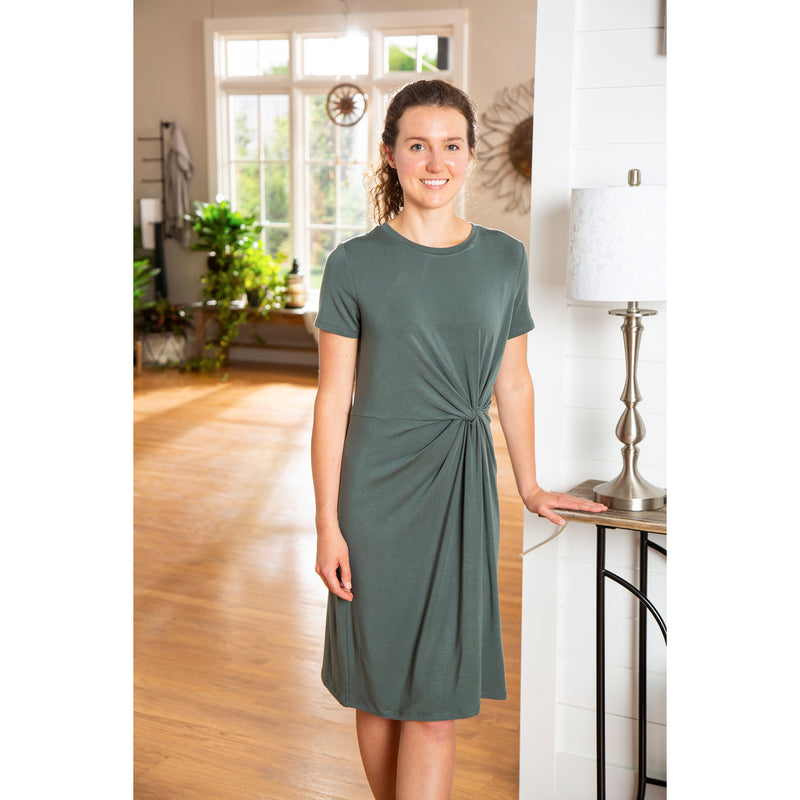 Dress With A Twist, Olive, Sizes include 1S, 2M, 2L, 1 XL. Dress length is 37",7tun257