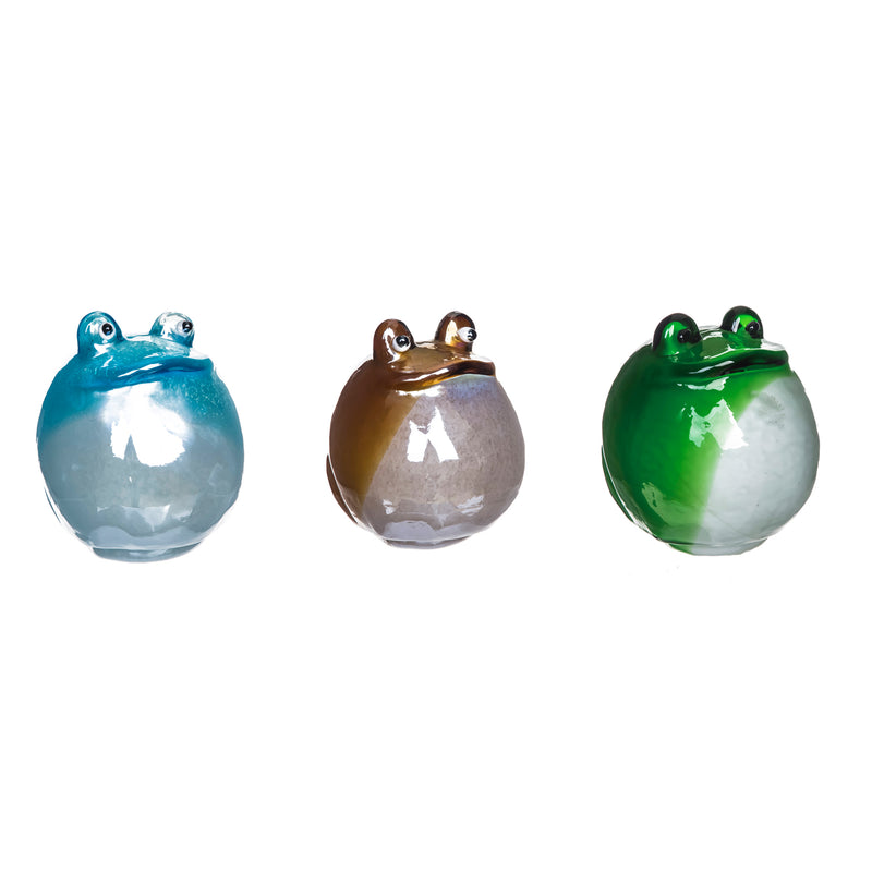 6.5"H Blown Glass Frog Assortment, 3 ASST,84g2162