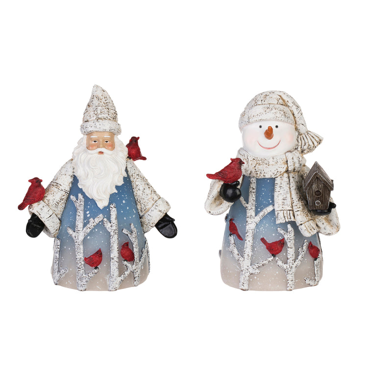 Santa and Snowman w/Cardinals  LED Battery Operated Statuary,2ASST,84g2386