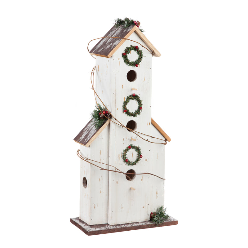 24"H Decorative Wooden Bird House Garden Statuary,84g3043