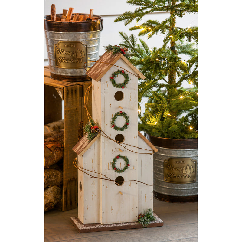 24"H Decorative Wooden Bird House Garden Statuary,84g3043