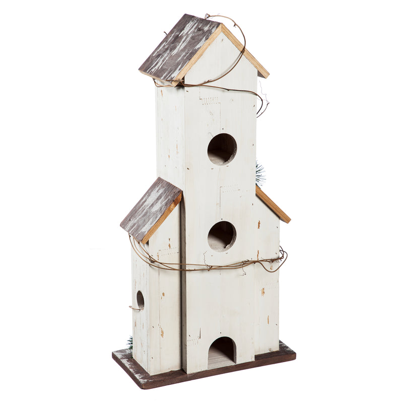 24"H Decorative Wooden Bird House Garden Statuary,84g3043