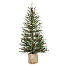 60"H Lit Artificial Christmas Pine Tree with Resin Birch Pot,84g3127