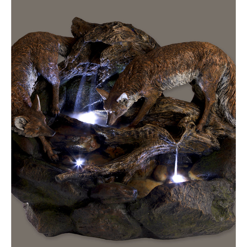 Lighted Foxes Fountain,84g3429