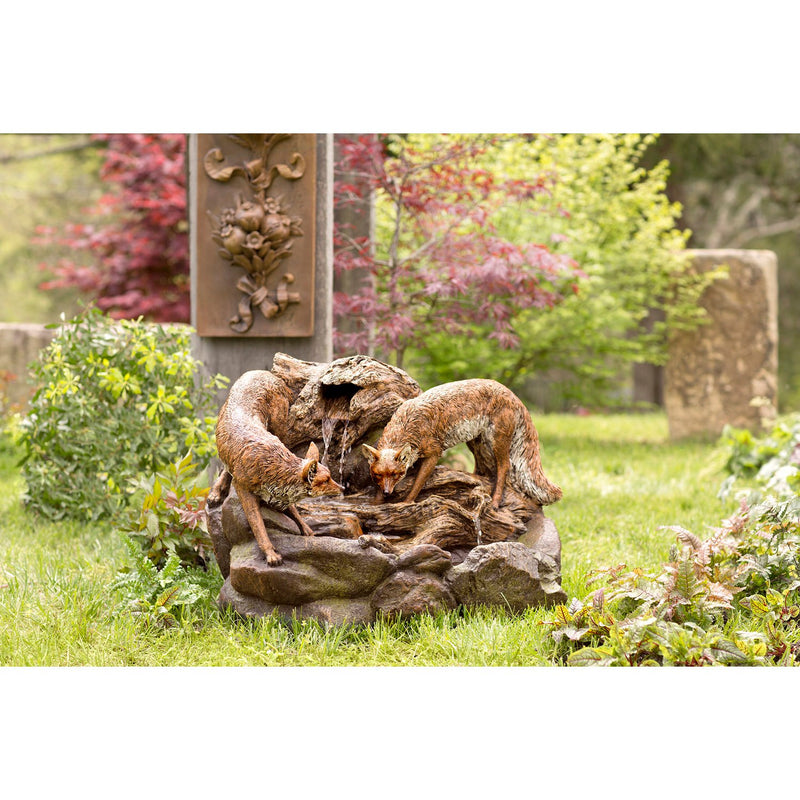 Lighted Foxes Fountain,84g3429