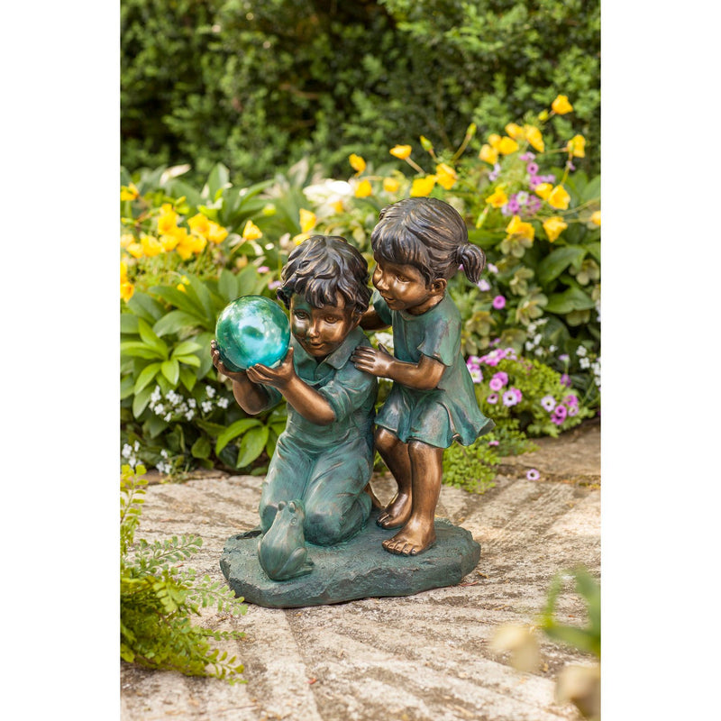 Children with Solar Ball Sculpture, 15"x13.5"x20.5"inches