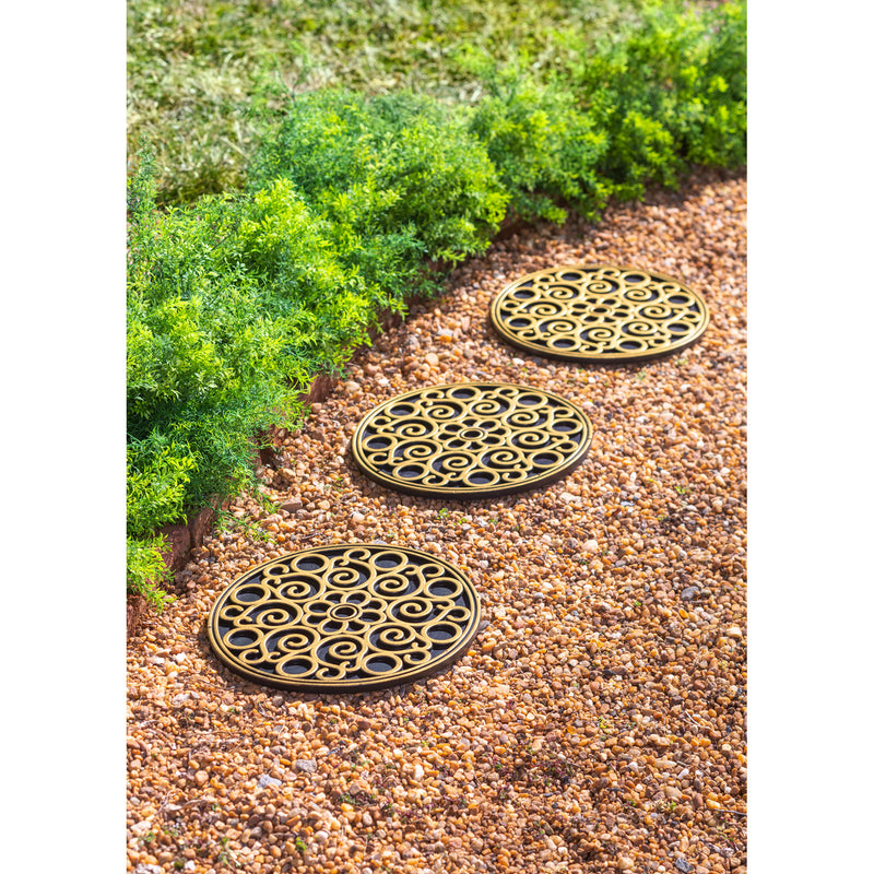 Recycled Rubber Stepping Stones, Set of 3 - Golden Medallion,84g3806