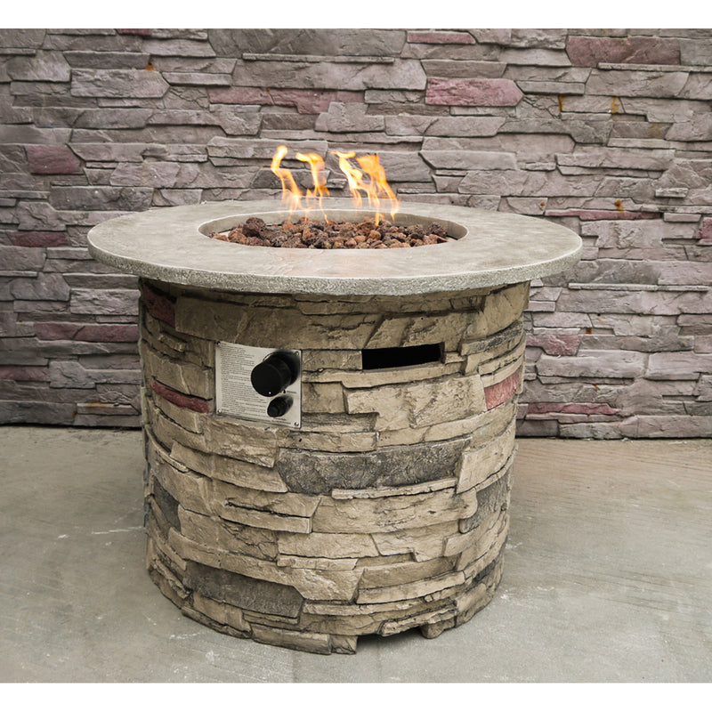 Piitsburg Propane Fire Pit w 40000BTU,American-Standard,Red volcanic stone,Cover,84g3812