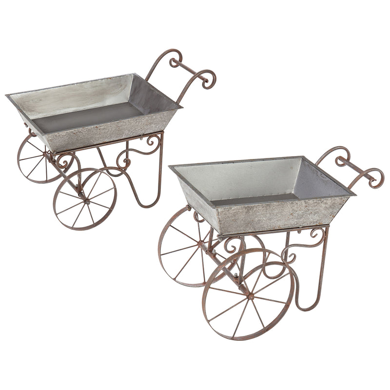 Emily Galvanized Wheelbarrow Planters, Set of 2,8f00231