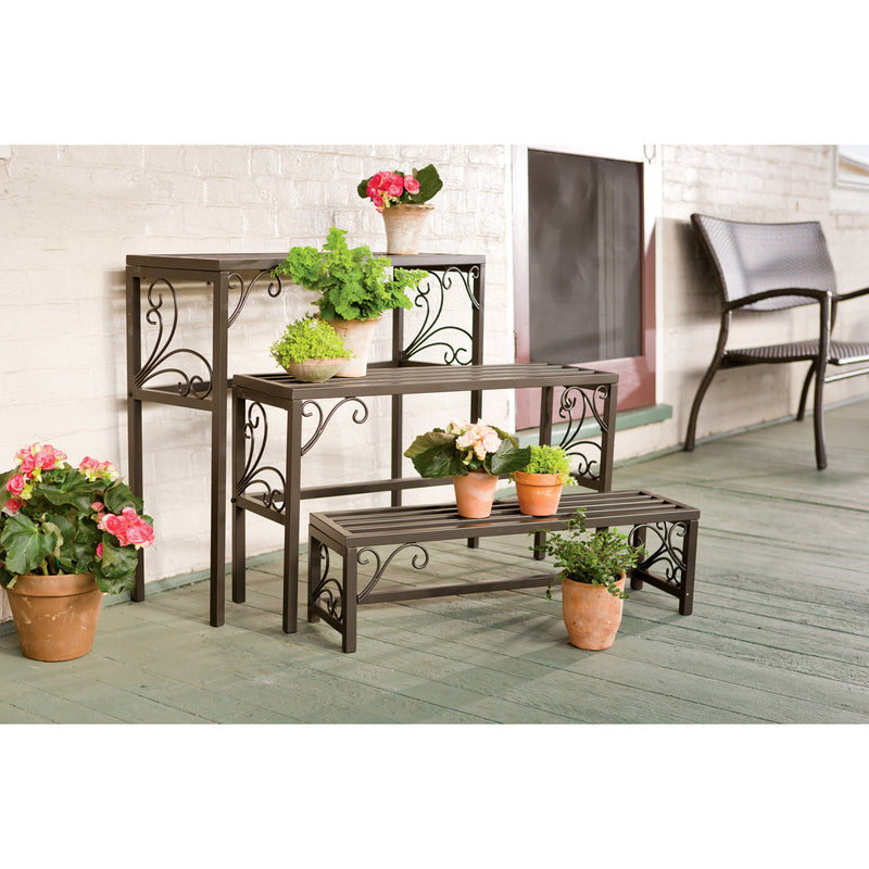 Nesting Metal Plant Stands with Scrollwork, Set of Three,8f00419