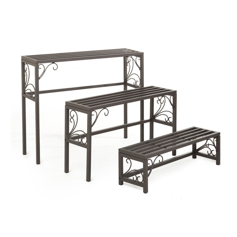 Nesting Metal Plant Stands with Scrollwork, Set of Three,8f00419