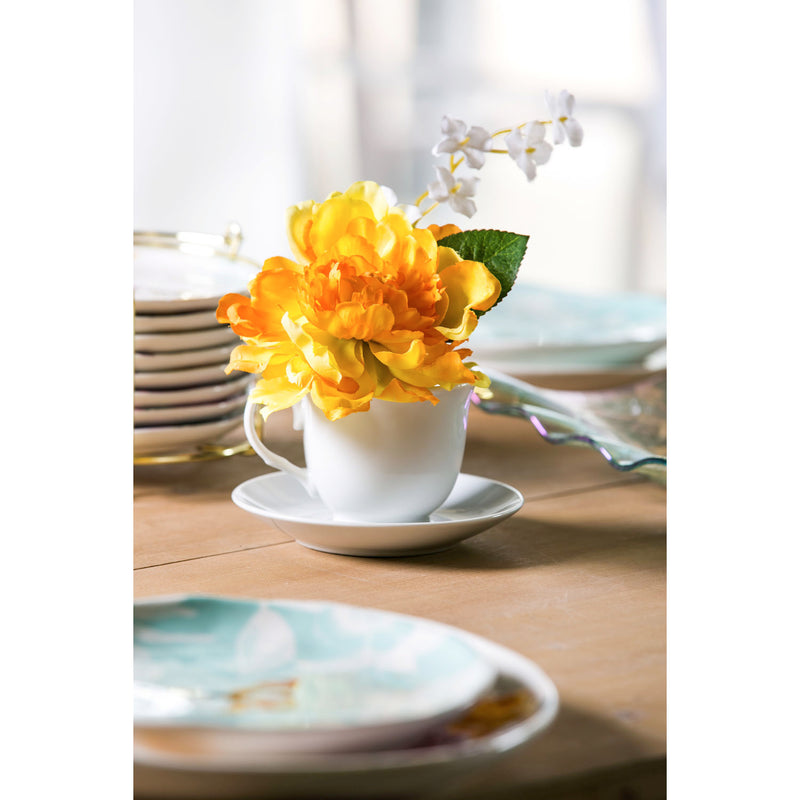 Canary Brilliant Peony in Tea Cup with Saucer,8flp114