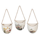 Ceramic Wall Planter, 3 Asst: Bird in Nest, Floral Butterfly, Flowers in Jug,8hp010