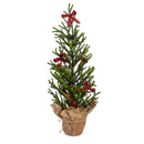 LED 30" Tree with Bows in Burlap Pot,8led514