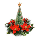 LED Bottle Brush Tree with Artificial Poinsettias Table Decor,8led604