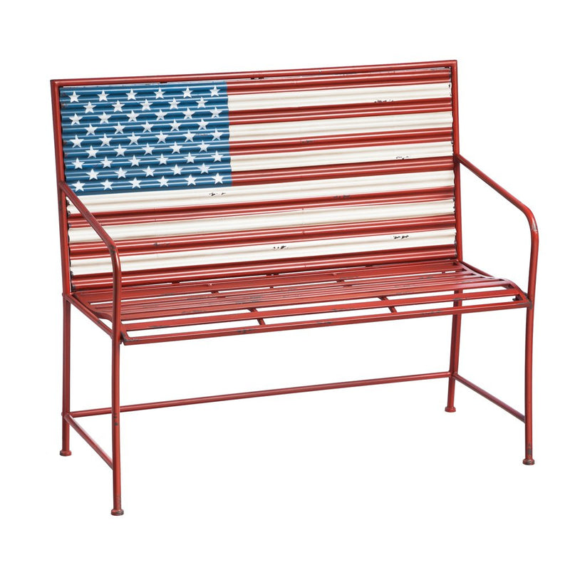 American Flag Corrugated Metal Bench,8mb026