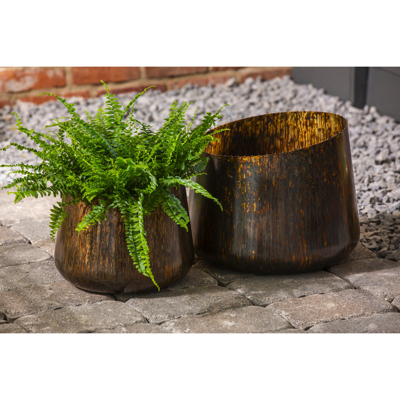 Metallic Oil Rubbed Bronze Planters Set of 2,8pmtl5224