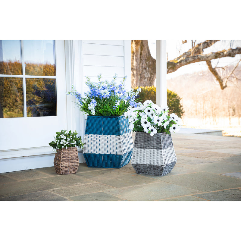 High Resin Wicker Planter Set of 3,8pmtl5272