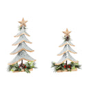 Silver Metal Tree with Glitter and Artificial Tabletop Decor, Set of 2,8tam343
