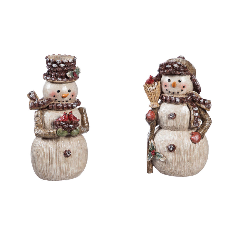 Resin Woodland Snowman Tabletop Décor, 2 Asst,8tar430