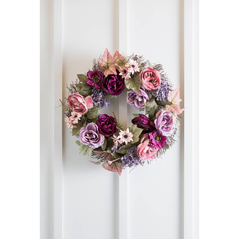 20" Vine Wreath with Roses, Hydrangeas, and Berries,8wr161