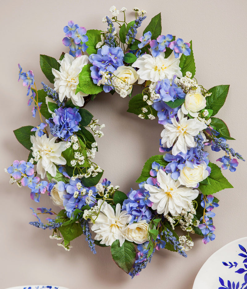 Spring Blue and White 24" wreath,8wr213