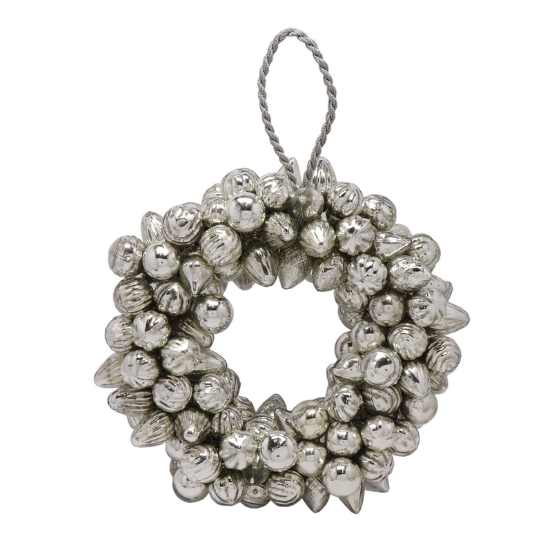 Small 12'' Double-sided Silver Ornament Wreath,8wr215