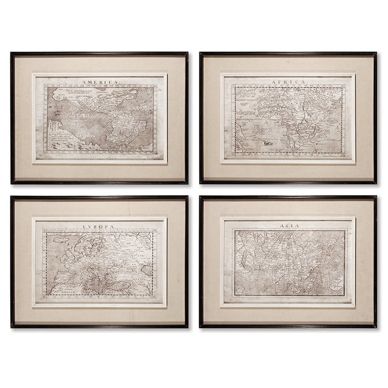 Napa Home Garden, OLD MAP PRINTS ,SET OF 4,hc159