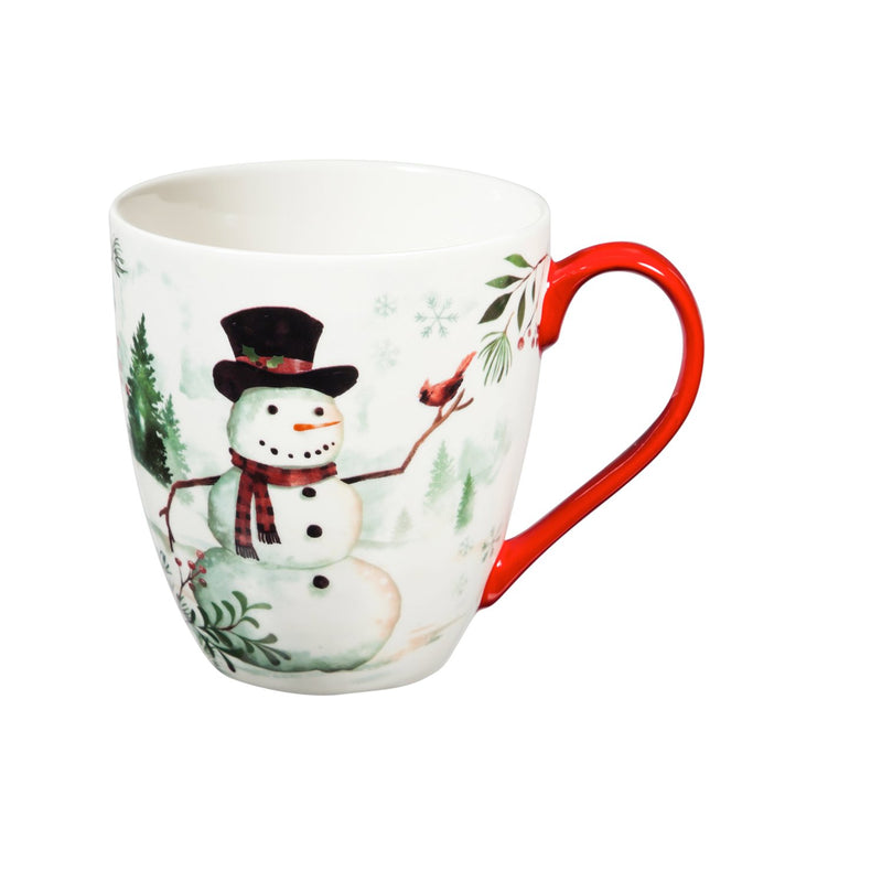 Ceramic Cup O' Java with TeaSpoon, 17 OZ, Christmas Heritage Snowman,p35877728