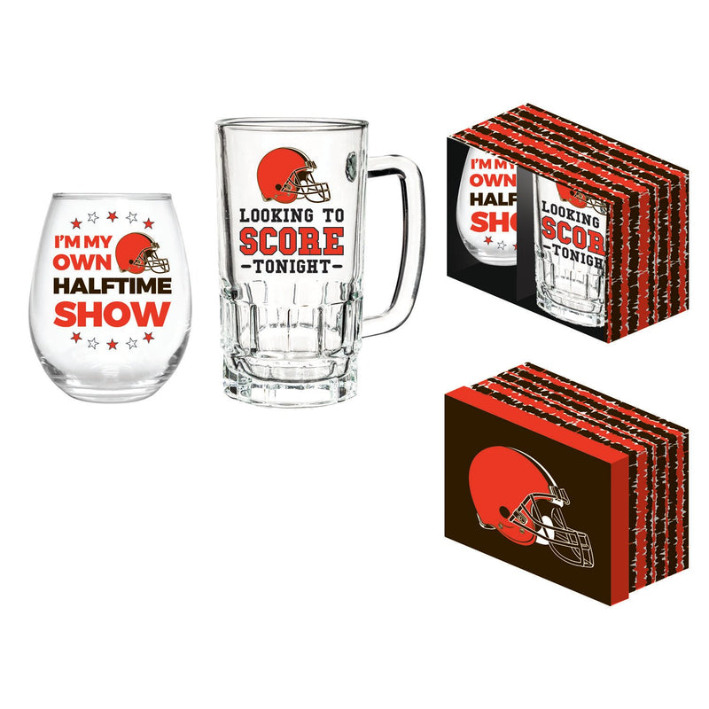 Cleveland Browns, Stemless 17OZ Wine & Beer 16 OZ  Gift Set,p3843807