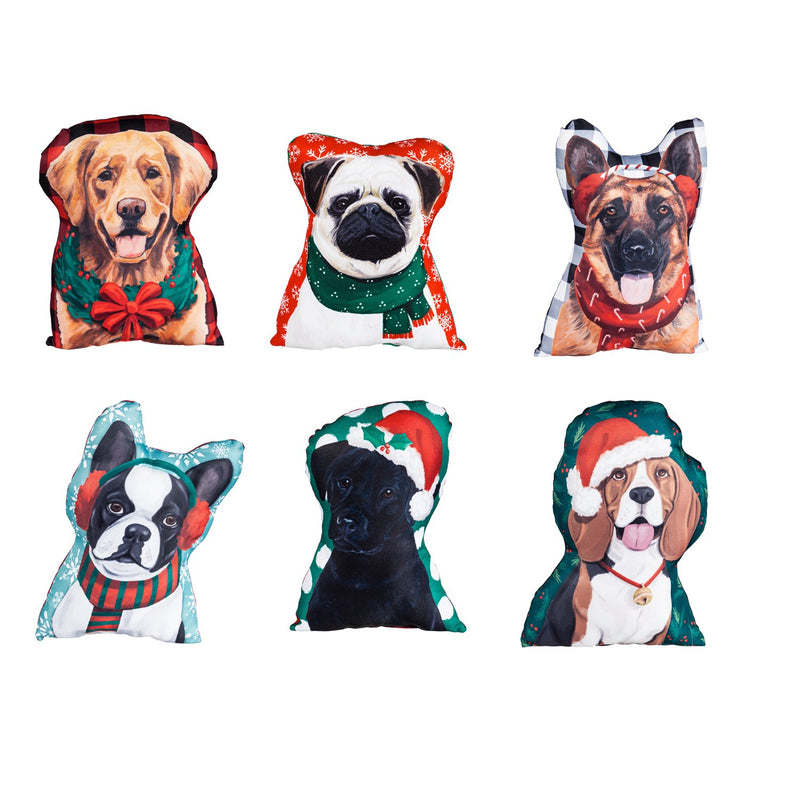 Holiday Dog Mini Pillows, including 6 styles, 3 of each, Unit Price $4.5,p3916