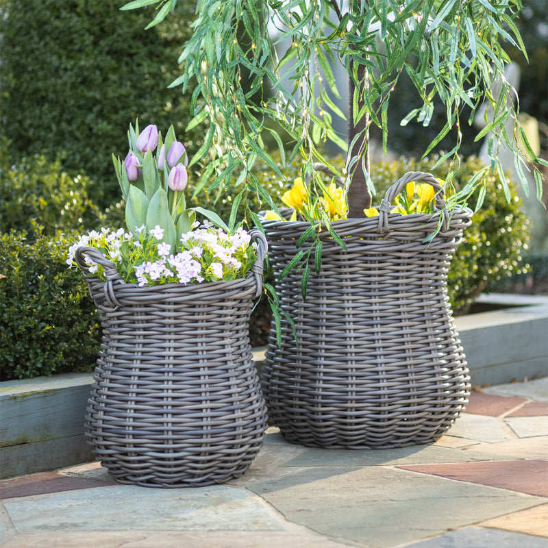 Set of 2 Resin Wicker Planter,pha005