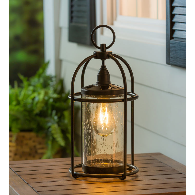 Solar Metal Lantern With Clear Glass,pha029nb