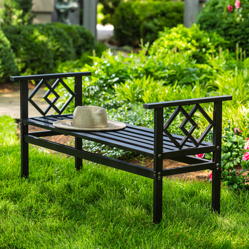 Garden Metal Interlocked Diamond  Bench,pha249