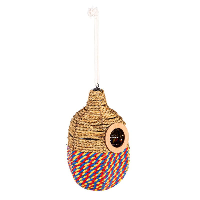 Evergreen Bird House,Natural Woven Seagrass Bird House Set of 3,5.25x5.5x10.25 Inches