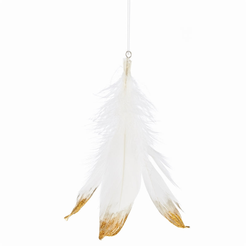 Napa Home Garden, GLITTERED FEATHER 6.5"H TASSEL ORN,z4010whg