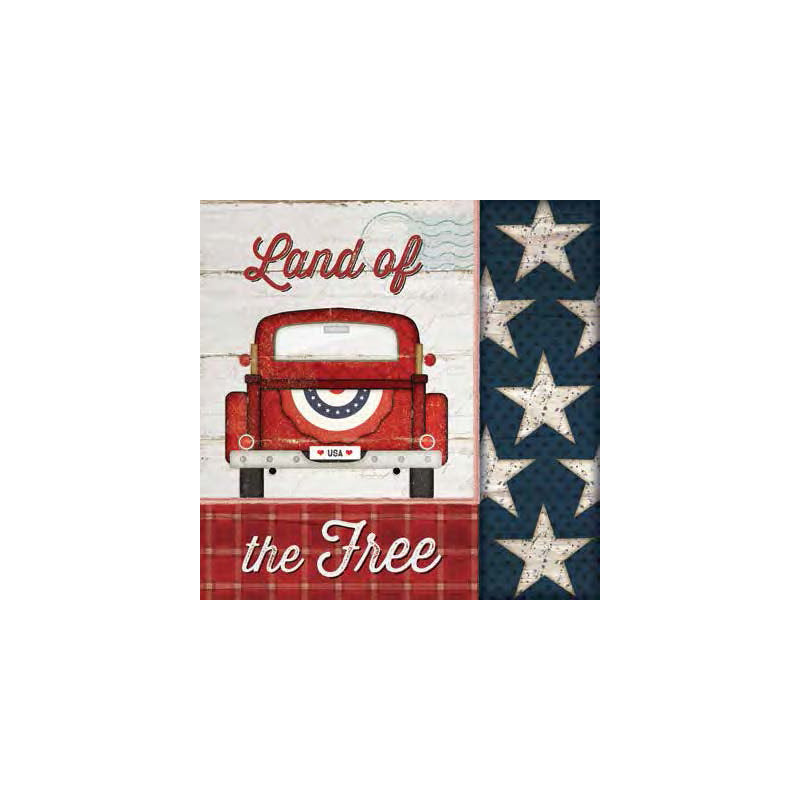 40ct, 3ply Cocktail Napkin, Land of the Free Truck,z4nc7278