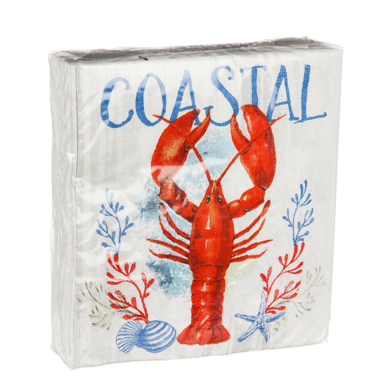 40ct, 3ply Cocktail Napkin, Coastal Lobster,z4nc7341