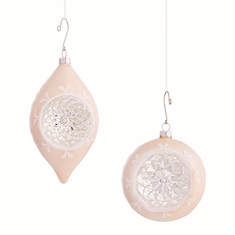 Napa Home Garden, VINTAGE GLASS ORNAMENTS ,SET OF 2 BLUSH,z5160pkw