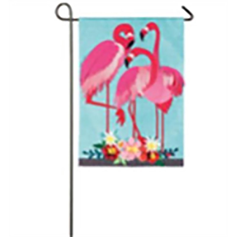 Evergreen Flamingo Garden Flag Combo Kit, 18'' x 12.5'' inches